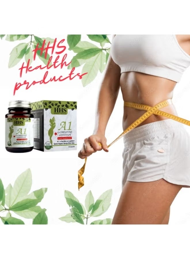 أتش أتش أس مكمل غذائي عشبي لفقدان الوزن من HHS A1 L-carnitine Lepidium - 30 كبسولة - Image 2